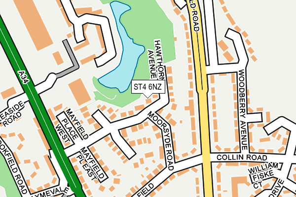 ST4 6NZ map - OS OpenMap – Local (Ordnance Survey)