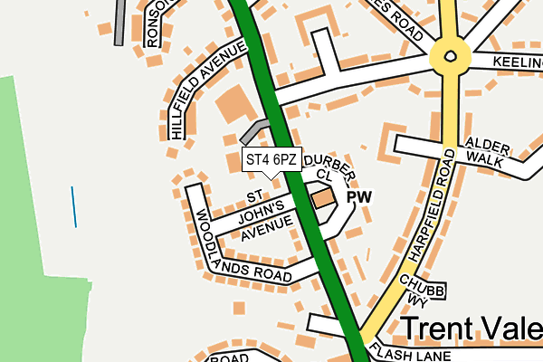 ST4 6PZ map - OS OpenMap – Local (Ordnance Survey)