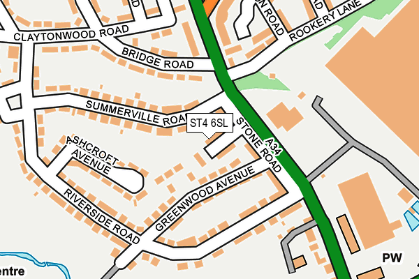 ST4 6SL map - OS OpenMap – Local (Ordnance Survey)