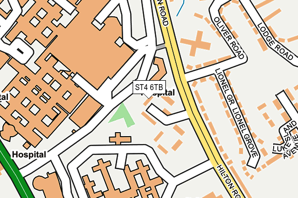 ST4 6TB map - OS OpenMap – Local (Ordnance Survey)