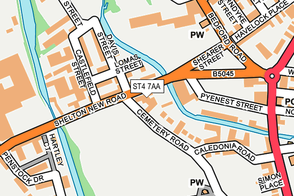 ST4 7AA map - OS OpenMap – Local (Ordnance Survey)