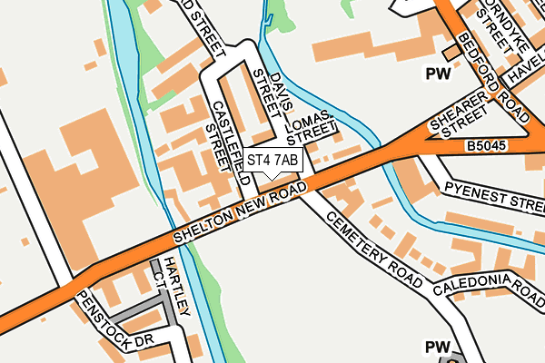 ST4 7AB map - OS OpenMap – Local (Ordnance Survey)