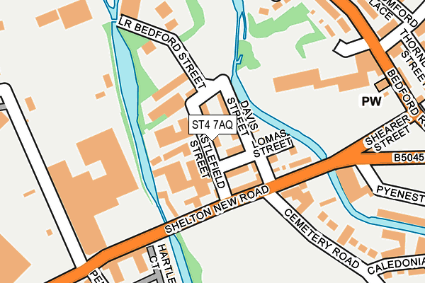 ST4 7AQ map - OS OpenMap – Local (Ordnance Survey)
