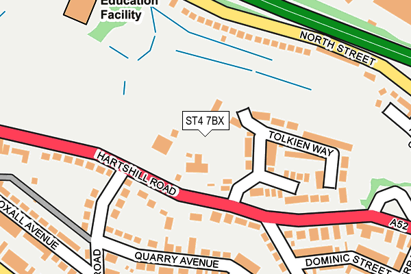 ST4 7BX map - OS OpenMap – Local (Ordnance Survey)