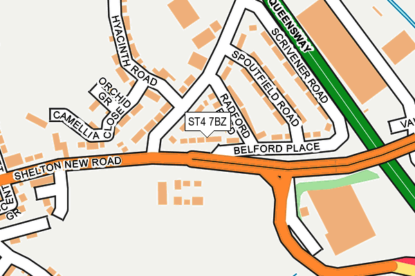 ST4 7BZ map - OS OpenMap – Local (Ordnance Survey)