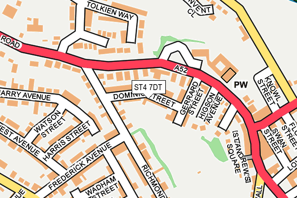 ST4 7DT map - OS OpenMap – Local (Ordnance Survey)