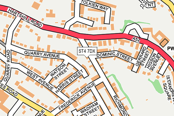 ST4 7DX map - OS OpenMap – Local (Ordnance Survey)