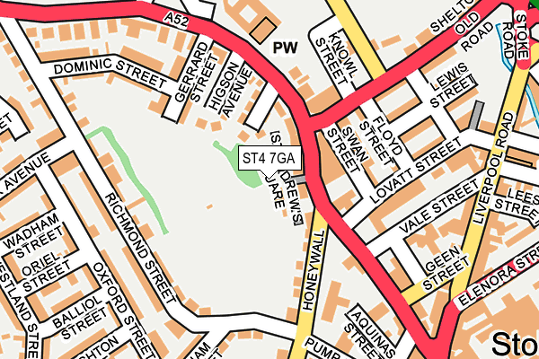 ST4 7GA map - OS OpenMap – Local (Ordnance Survey)
