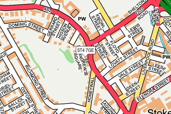 ST4 7GE map - OS OpenMap – Local (Ordnance Survey)