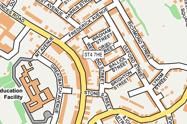 ST4 7HE map - OS OpenMap – Local (Ordnance Survey)