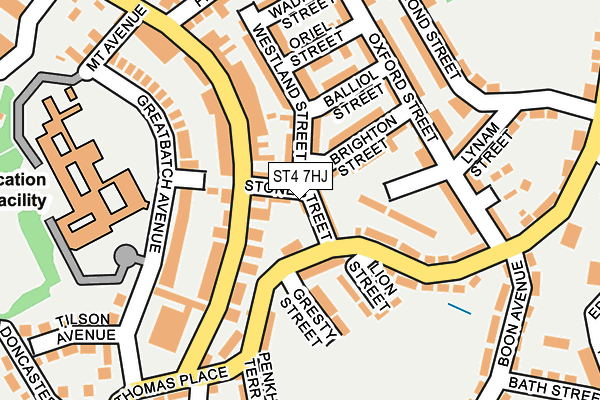 ST4 7HJ map - OS OpenMap – Local (Ordnance Survey)