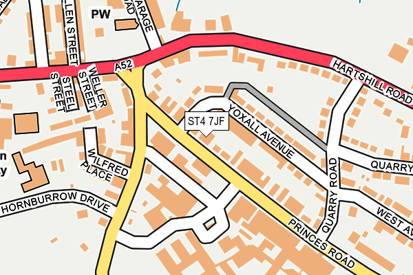 ST4 7JF map - OS OpenMap – Local (Ordnance Survey)