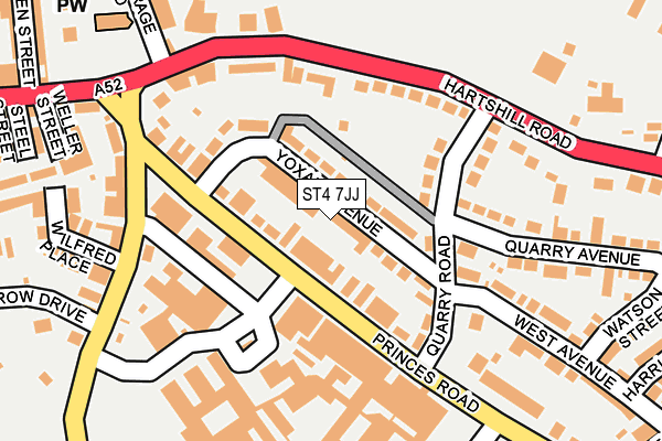 ST4 7JJ map - OS OpenMap – Local (Ordnance Survey)