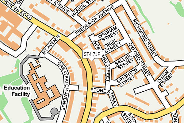 ST4 7JP map - OS OpenMap – Local (Ordnance Survey)