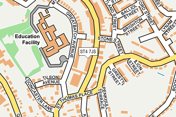 ST4 7JS map - OS OpenMap – Local (Ordnance Survey)