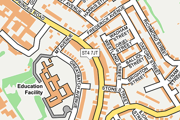ST4 7JT map - OS OpenMap – Local (Ordnance Survey)