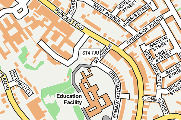 ST4 7JU map - OS OpenMap – Local (Ordnance Survey)