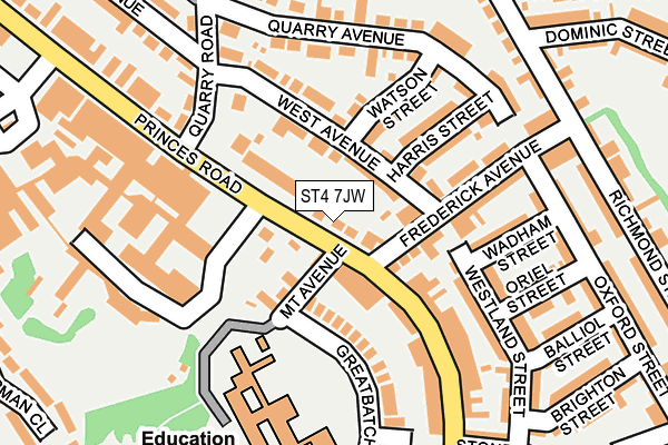 ST4 7JW map - OS OpenMap – Local (Ordnance Survey)