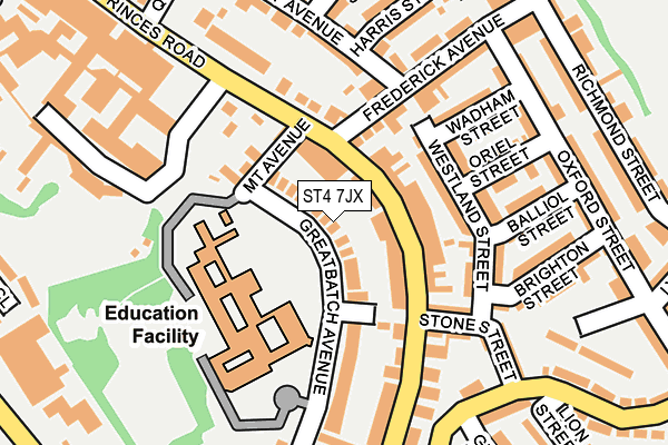 ST4 7JX map - OS OpenMap – Local (Ordnance Survey)