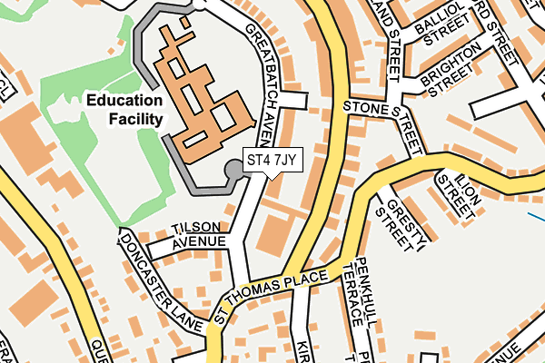 ST4 7JY map - OS OpenMap – Local (Ordnance Survey)