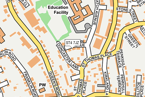 ST4 7JZ map - OS OpenMap – Local (Ordnance Survey)