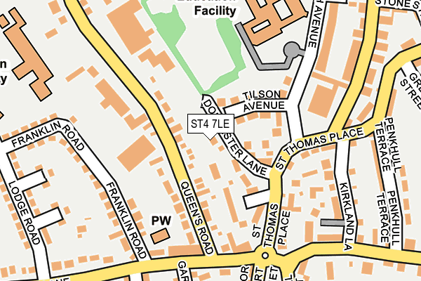 ST4 7LE map - OS OpenMap – Local (Ordnance Survey)
