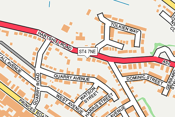 ST4 7NE map - OS OpenMap – Local (Ordnance Survey)