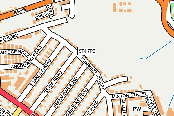 ST4 7PE map - OS OpenMap – Local (Ordnance Survey)