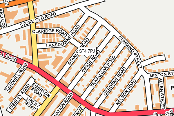 ST4 7PJ map - OS OpenMap – Local (Ordnance Survey)