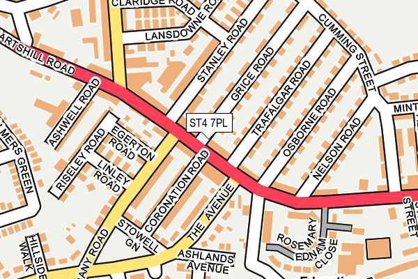 ST4 7PL map - OS OpenMap – Local (Ordnance Survey)