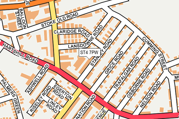 ST4 7PW map - OS OpenMap – Local (Ordnance Survey)