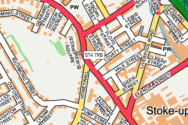 ST4 7RB map - OS OpenMap – Local (Ordnance Survey)