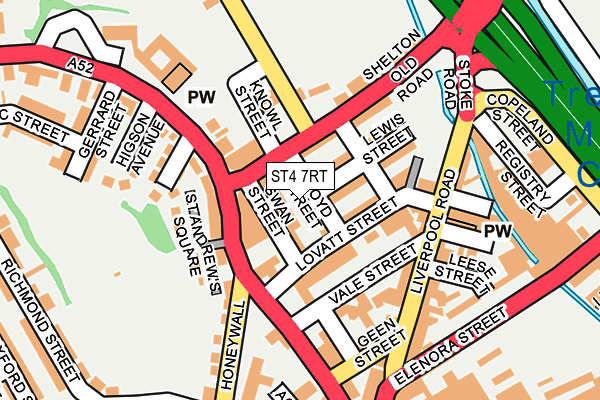 ST4 7RT map - OS OpenMap – Local (Ordnance Survey)