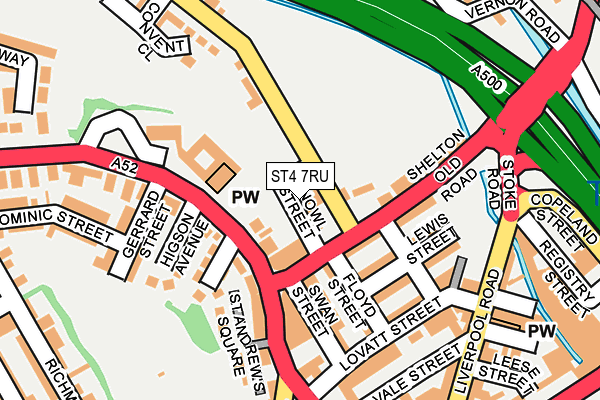 ST4 7RU map - OS OpenMap – Local (Ordnance Survey)