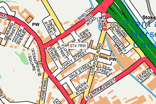 ST4 7RW map - OS OpenMap – Local (Ordnance Survey)