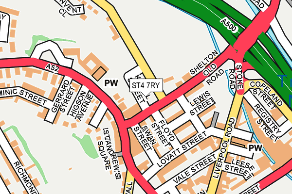 ST4 7RY map - OS OpenMap – Local (Ordnance Survey)