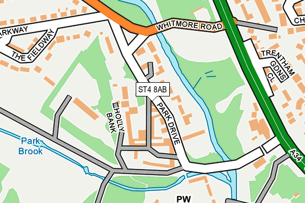 ST4 8AB map - OS OpenMap – Local (Ordnance Survey)