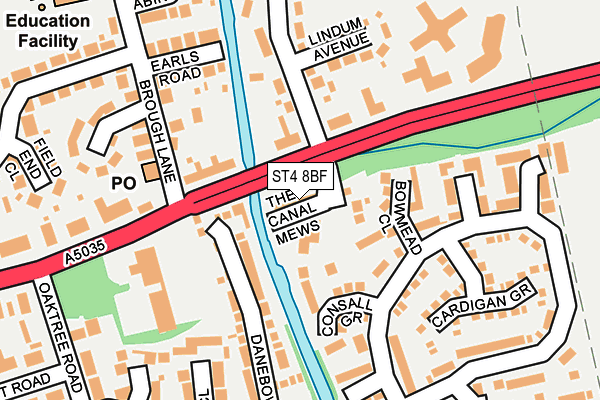 ST4 8BF map - OS OpenMap – Local (Ordnance Survey)
