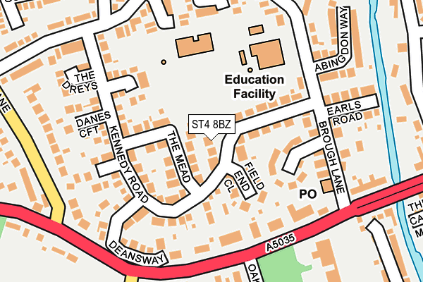 ST4 8BZ map - OS OpenMap – Local (Ordnance Survey)