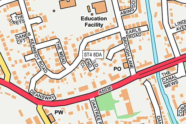 ST4 8DA map - OS OpenMap – Local (Ordnance Survey)