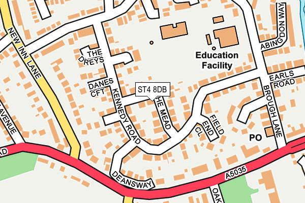 ST4 8DB map - OS OpenMap – Local (Ordnance Survey)