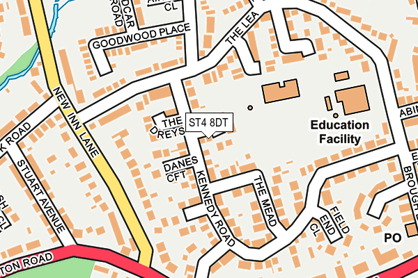 ST4 8DT map - OS OpenMap – Local (Ordnance Survey)