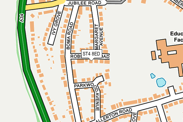 ST4 8ED map - OS OpenMap – Local (Ordnance Survey)