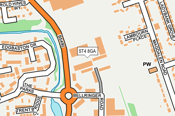 ST4 8GA map - OS OpenMap – Local (Ordnance Survey)