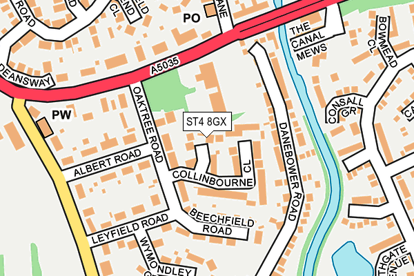 ST4 8GX map - OS OpenMap – Local (Ordnance Survey)