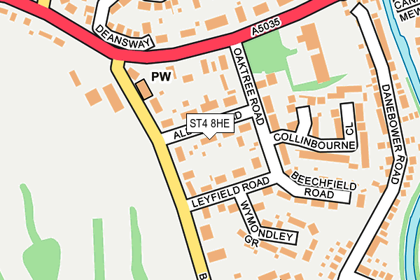 ST4 8HE map - OS OpenMap – Local (Ordnance Survey)