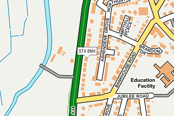 ST4 8NH map - OS OpenMap – Local (Ordnance Survey)