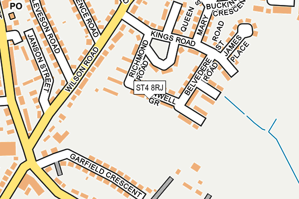 ST4 8RJ map - OS OpenMap – Local (Ordnance Survey)
