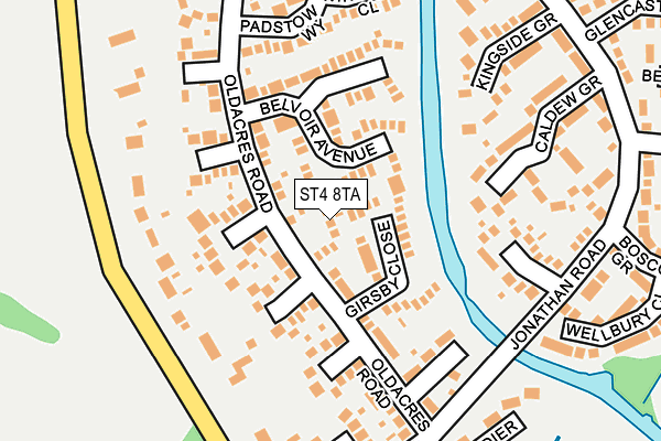 ST4 8TA map - OS OpenMap – Local (Ordnance Survey)