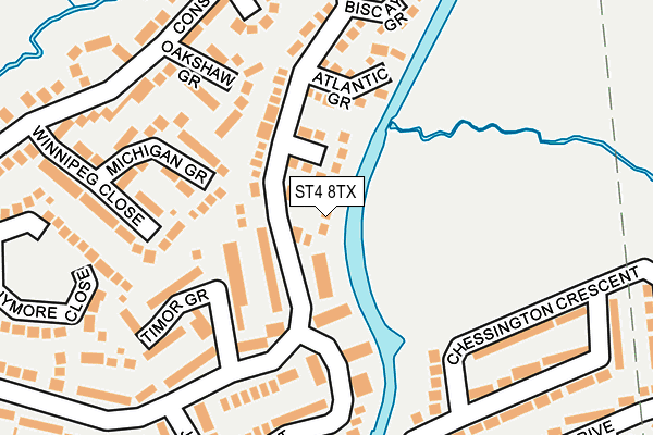 ST4 8TX map - OS OpenMap – Local (Ordnance Survey)